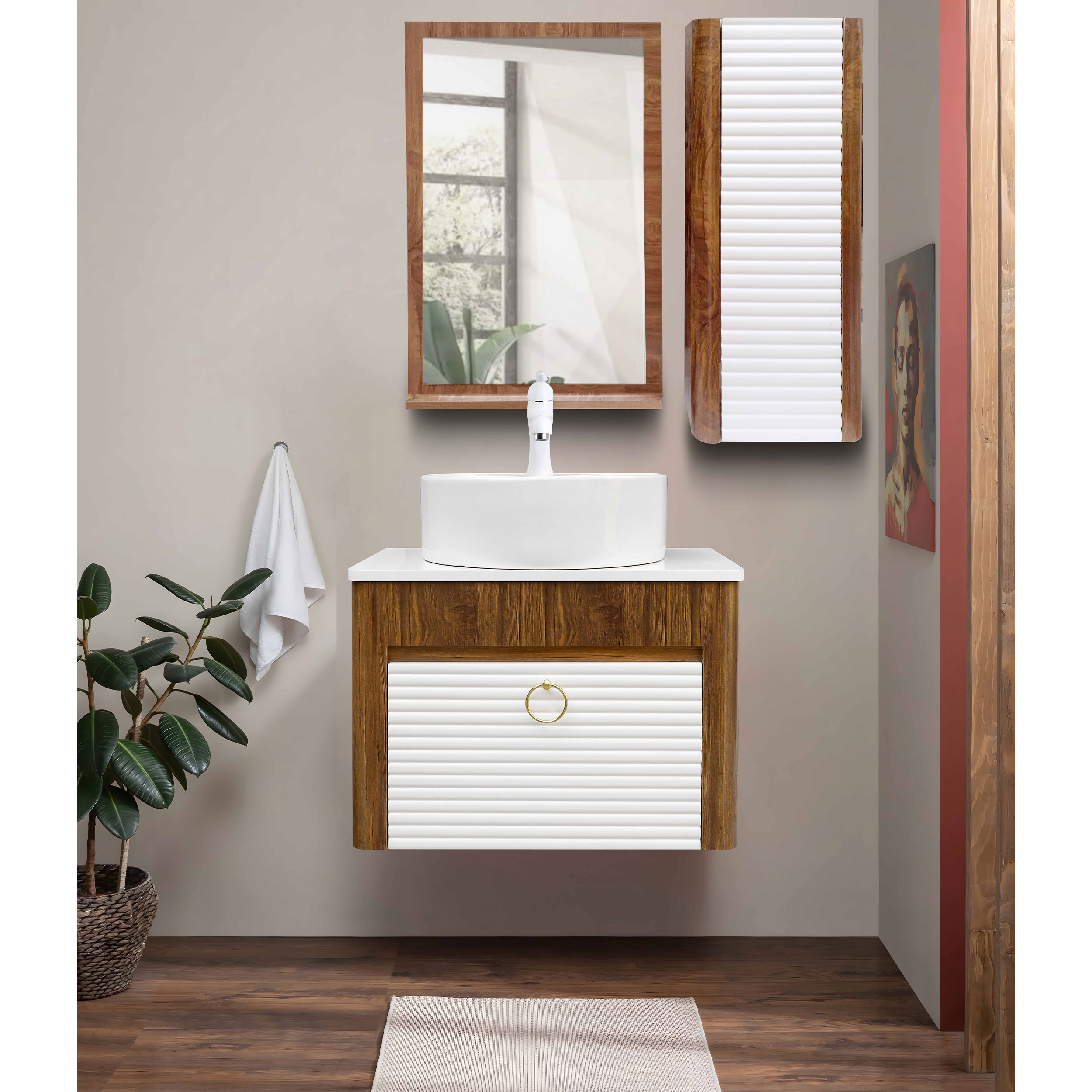 روشویی کابینتی تولیدی حبیبی سایز 35x50 کد RO-003