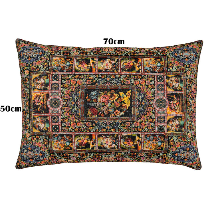 روبالشی مدل مخمل پورشه طرح کتیبه گل کد ROB-0057 سایز 50*70 سانتی متر بسته دو عددی
