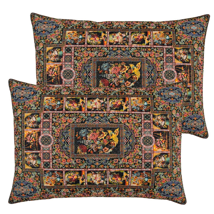 روبالشی مدل مخمل پورشه طرح کتیبه گل کد ROB-0057 سایز 50*70 سانتی متر بسته دو عددی